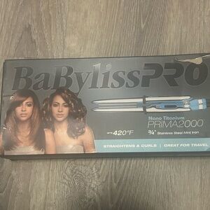 BaBylissPRO Nano Titanium Prima2000 Hair Iron - Silver and Blue